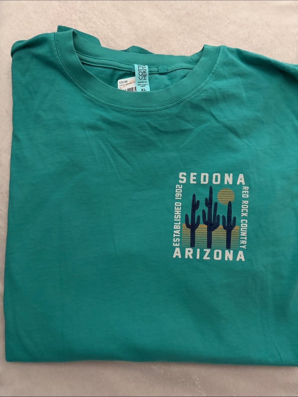 NWT Cotton Heritage Teal Green Sedona Arizona Long-Sleeve Shirt